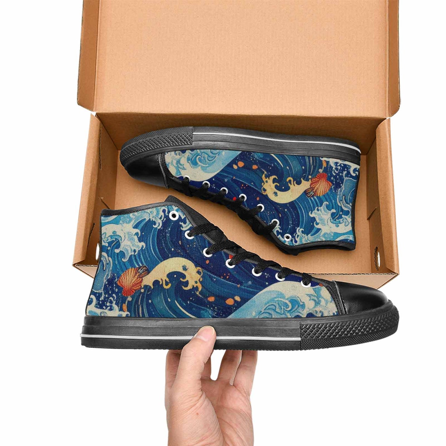 WOMEN'S Ocean Wave High Top Canvas Y2K Sneakers