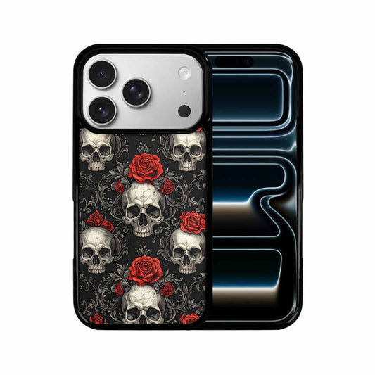 iPhone 17 Pro Case — Skulls Roses Fine Line Gothic Skulls, Original Design Phone Case
