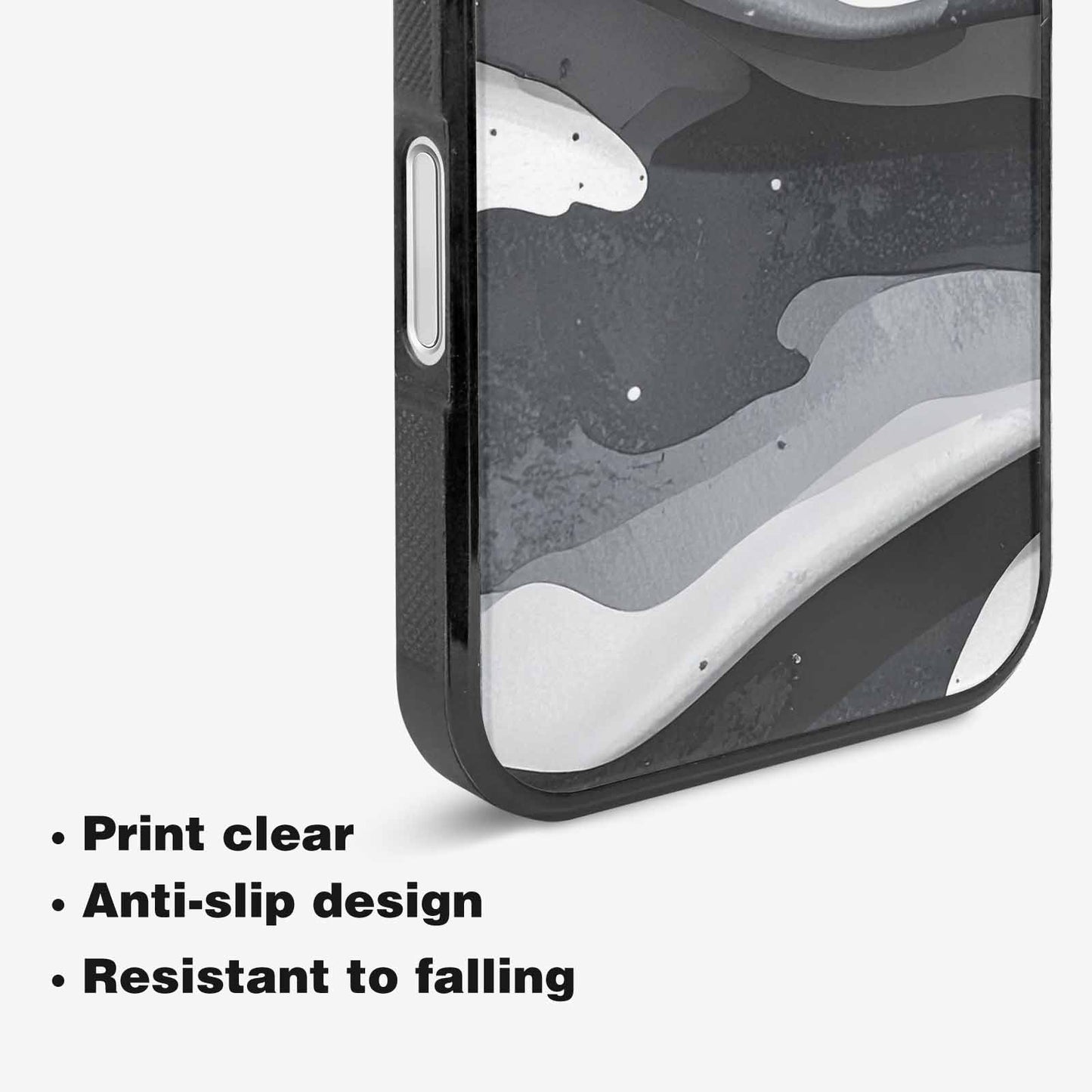 iPhone 16 Case — Grey Camo Print, Customized Protective Case