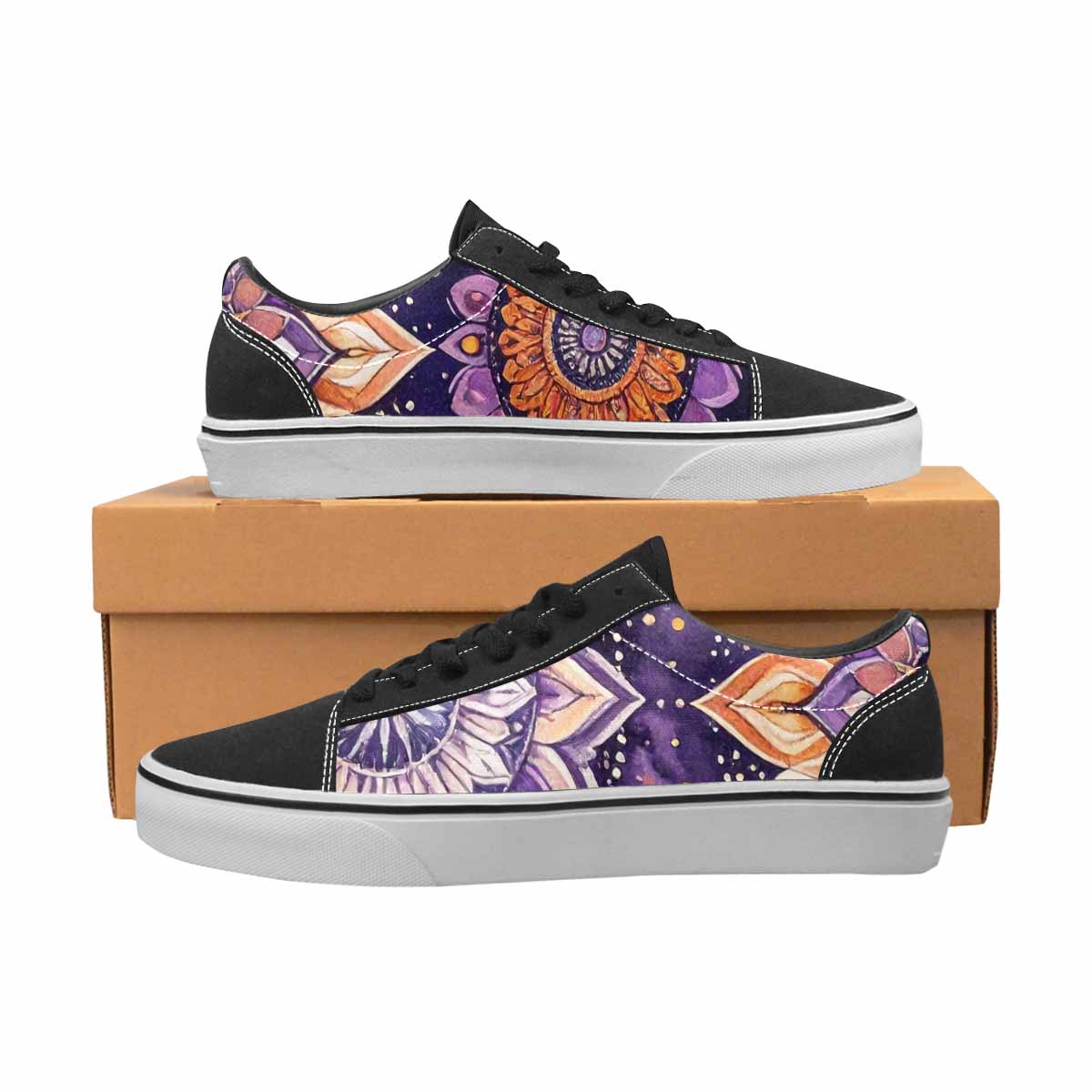 WOMEN'S Mandala Canvas Lace-Up Neon Fantasy Sneakers