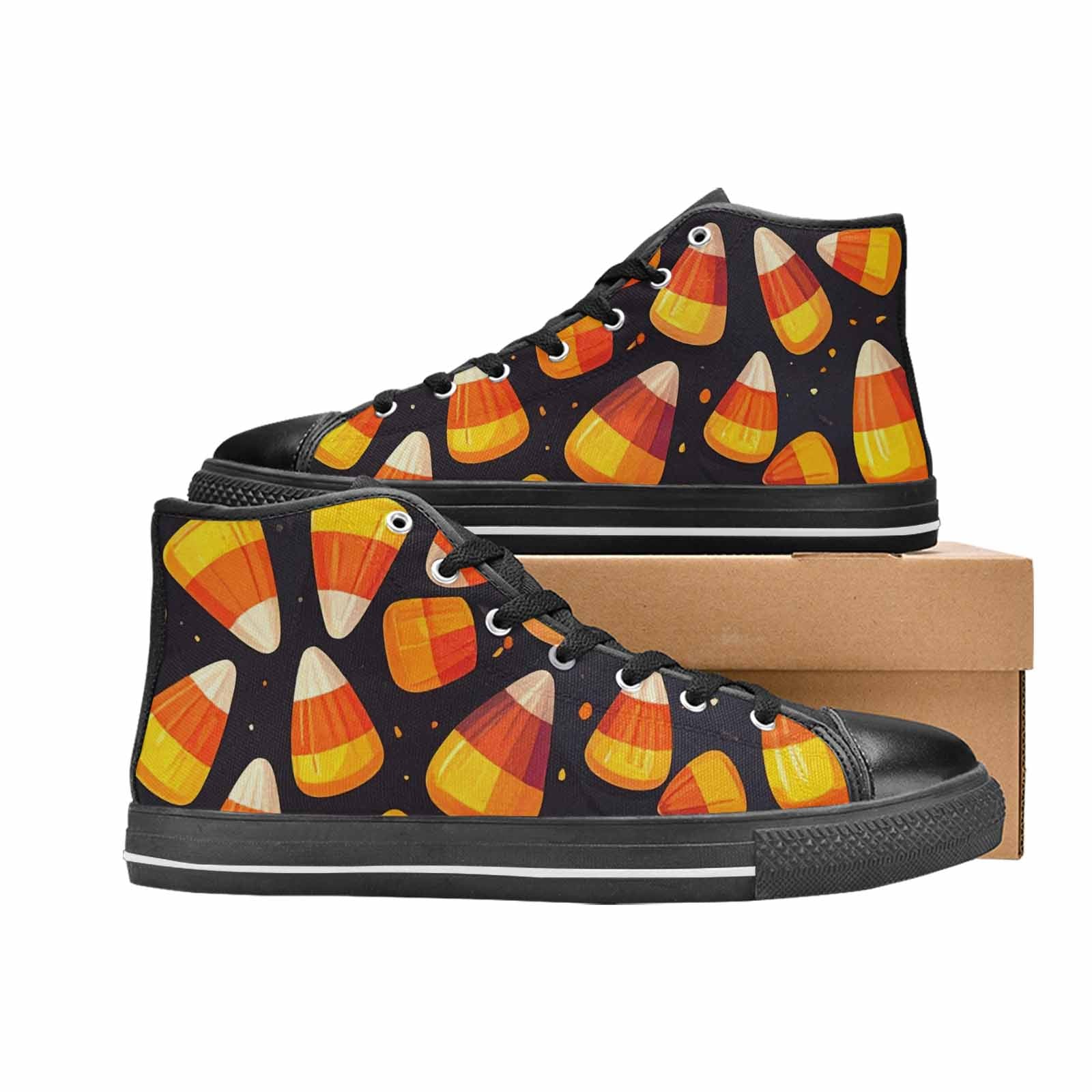 WOMEN'S Halloween Candy Corn High Top Canvas Dark Academia Sneakers
