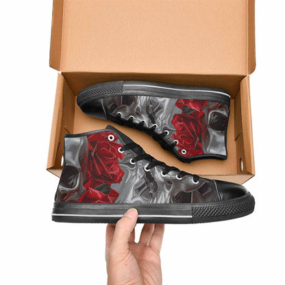 WOMEN'S Skulls Roses Chrome Airbrush High Top Canvas Dreamcore Sneakers