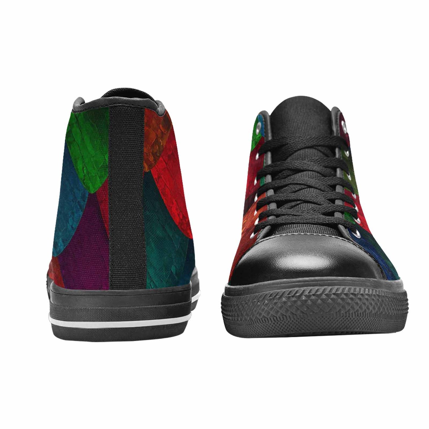 WOMEN'S Dark Snake Print High Top Canvas Vibrant Chaos Custom Shoes