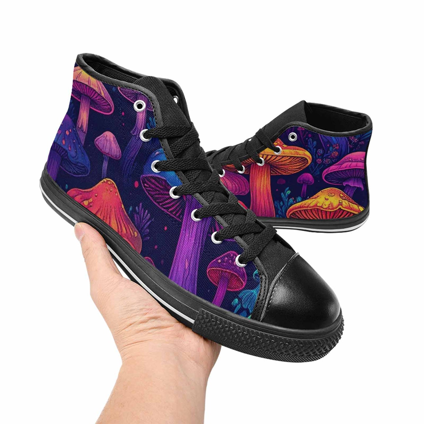 MEN'S Psychedelic Mushroom High Top Canvas Wallpaper Art Custom Shoes