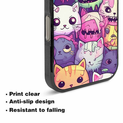 iPhone 16 Pro Max Case — Pastel Gore Cat Character Pattern Hundreds, Customized Protective Case