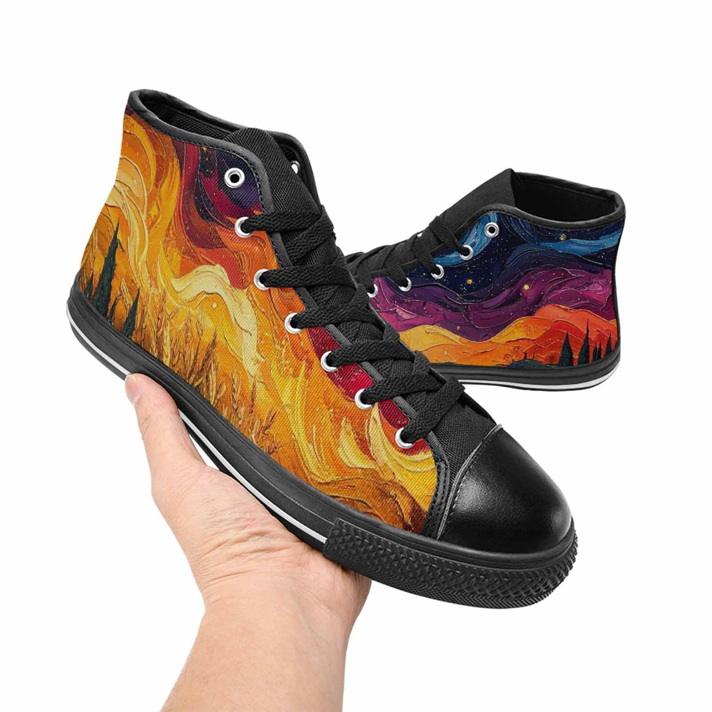 MEN'S Van Gogh-Style Swirl High Top Canvas Vivid Shoes