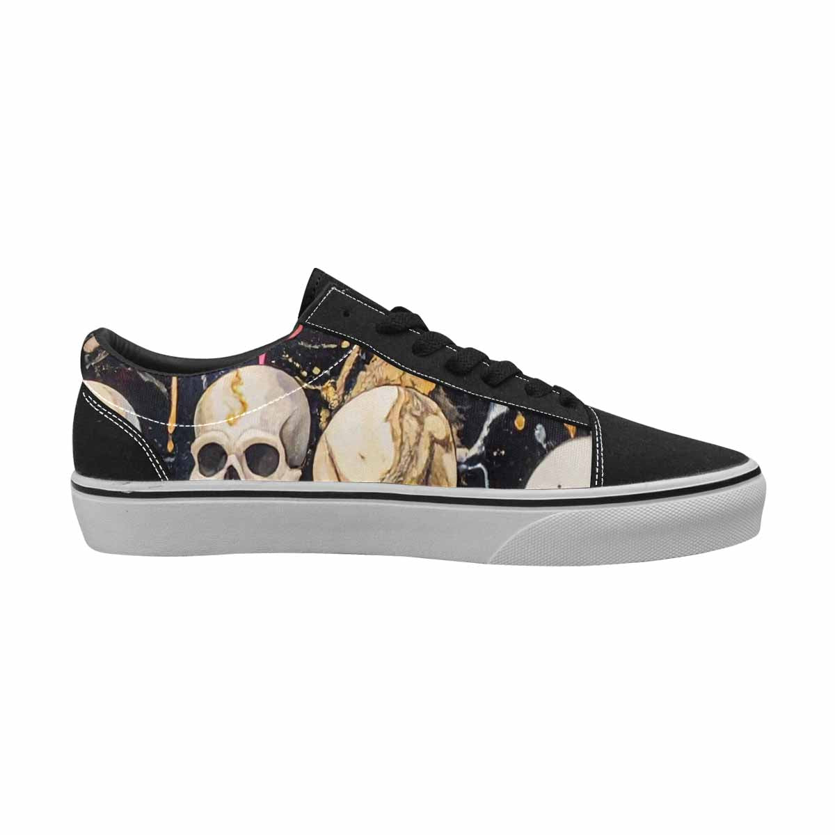 WOMEN'S Skulls  Marble Skulls Lace-Up Canvas Melting Art Sneakers