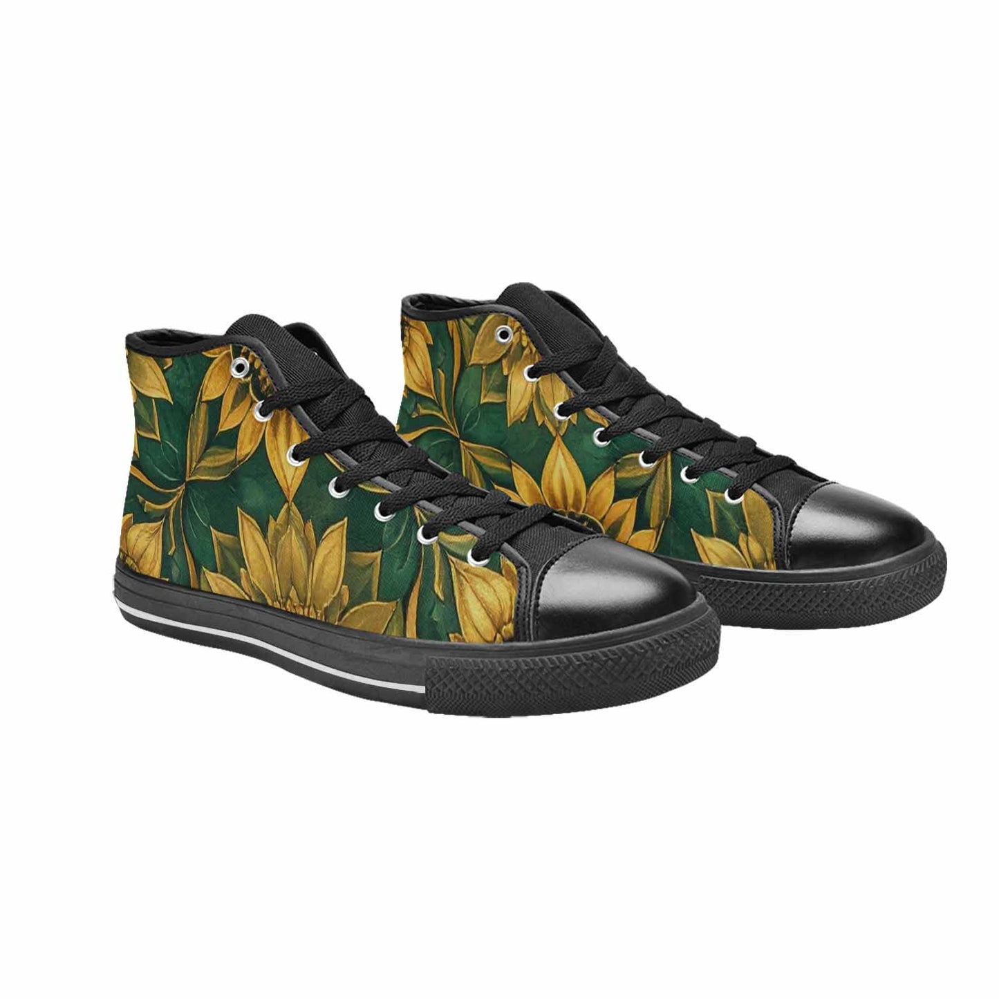WOMEN'S Sunflower Mandala Kaleidoscope High Top Canvas Dreamcore Custom Sneakers