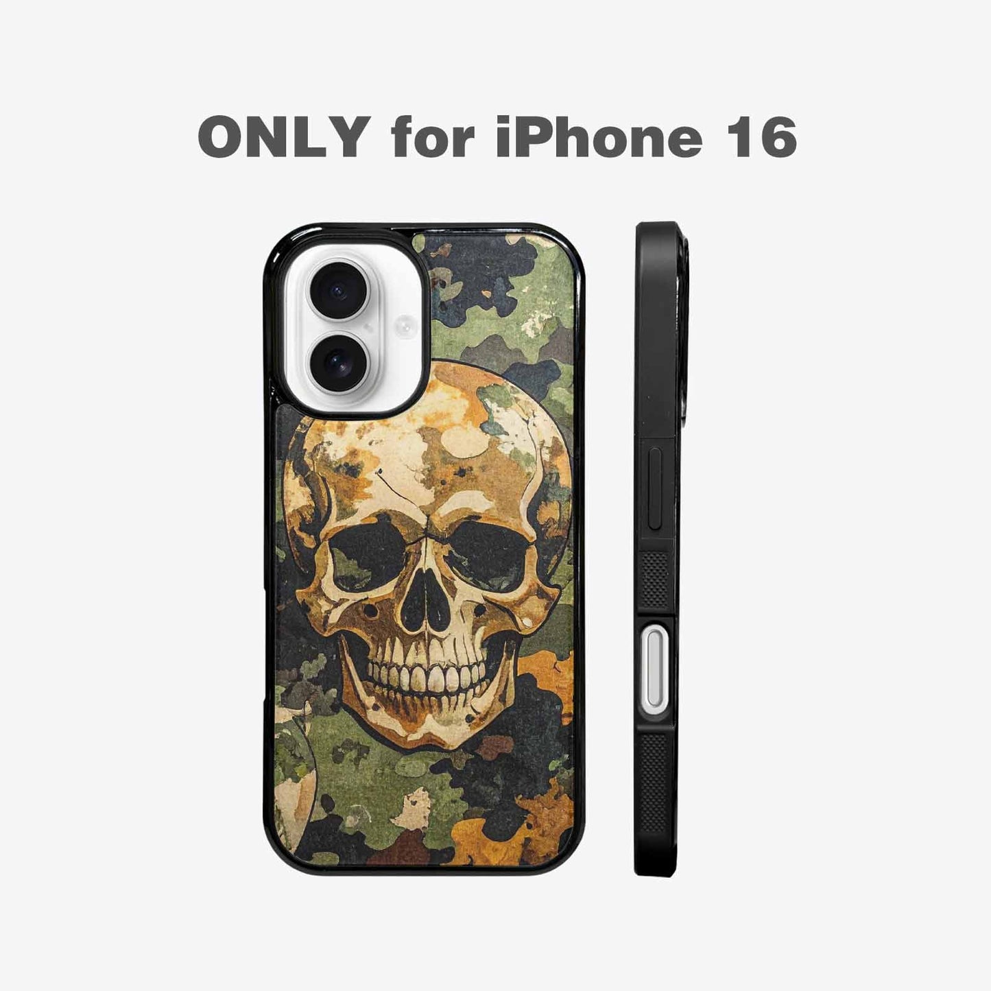 iPhone 16 Case — Military Camo Texture Combined With Distressed, Personalized Phone Case