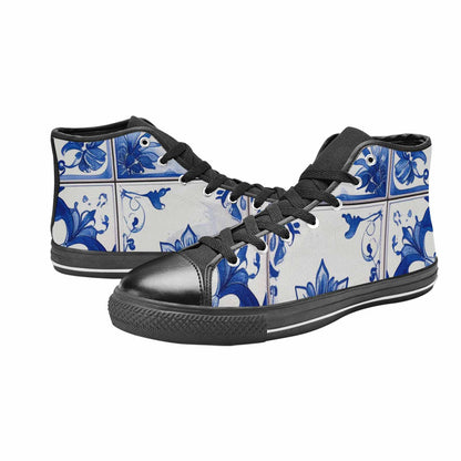 WOMEN'S Talavera Tile Floral High Top Canvas Vibrant Chaos Custom Shoes