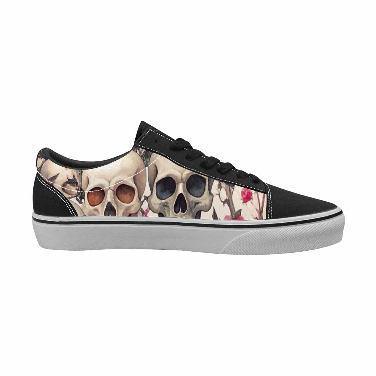WOMEN'S Skulls - Roses Canvas Lace-Up Surreal Sneakers