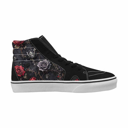WOMEN'S Black Gothic Rose High Top Canvas Vivid Custom Shoes