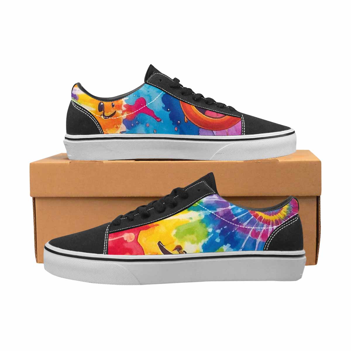 WOMEN'S Smiley Facessmiley Faces  Lace-Up Canvas Vivid Custom Sneakers