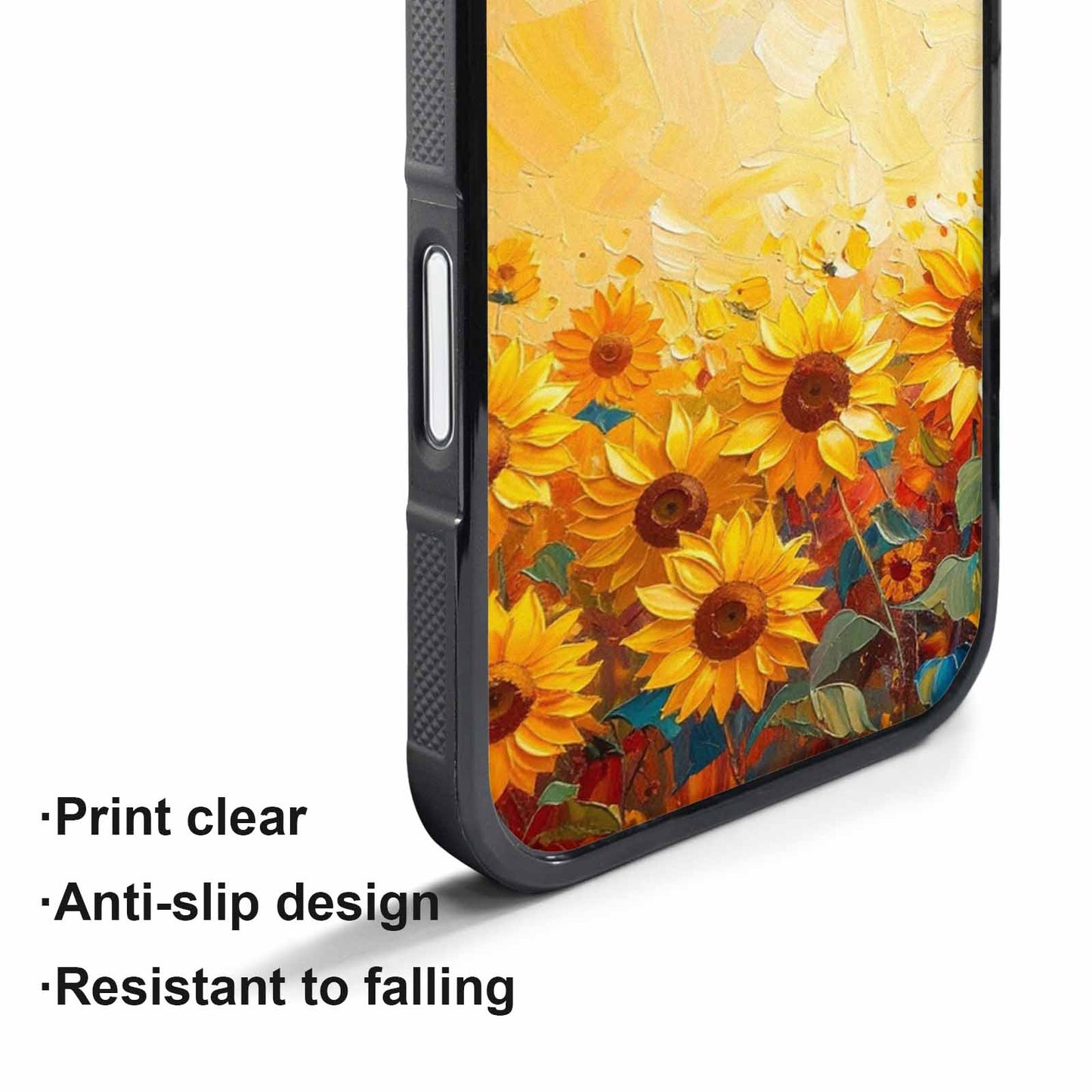 iPhone 17 Pro Case — Impressionist Sunflower Brushstroke Pattern Hundreds Floral, Custom Designed Case Cover