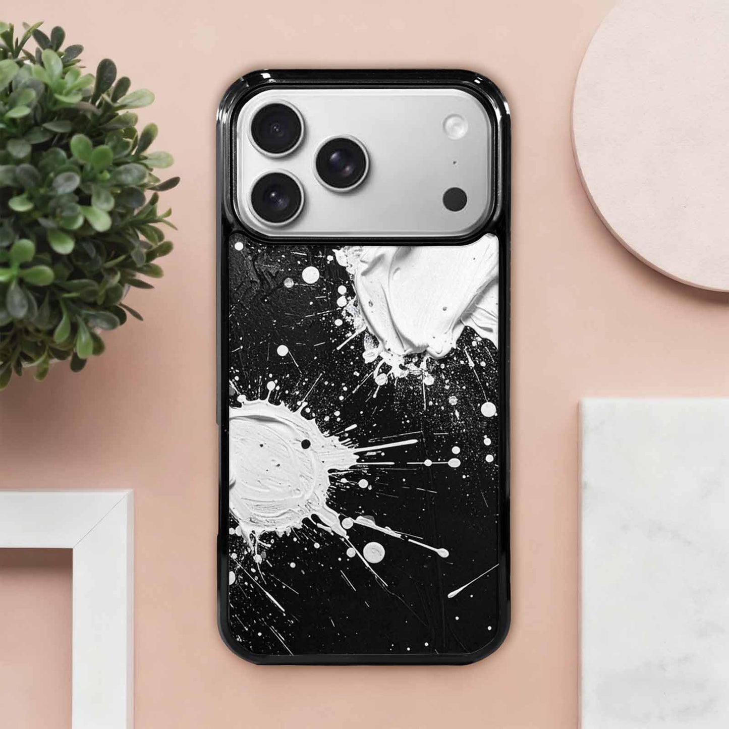iPhone 17 Pro Max Case — White Ink Splatter Texture Watercolor Abstract, Customized Protective Case