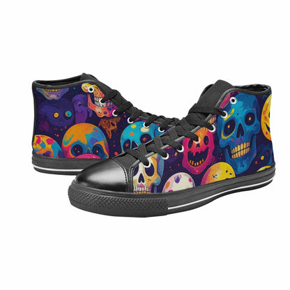 MEN'S Skeleton People Face High Top Canvas Cottagecore Custom Shoes