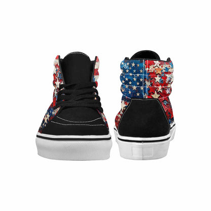 MEN'S Patriotic Stars Stripes High Top Canvas Dark Academia Custom Sneakers
