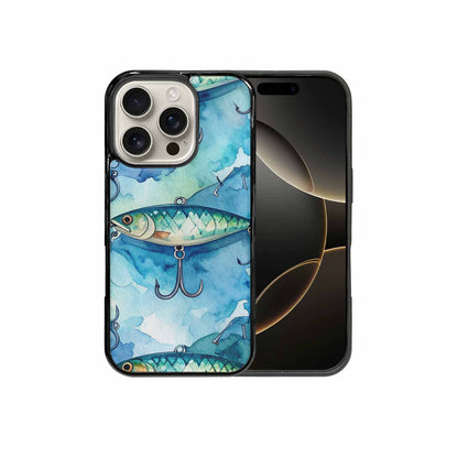 iPhone 16 Pro Case — Fishing Lure And Hook Pattern Seamless, Unique Phone Case Design