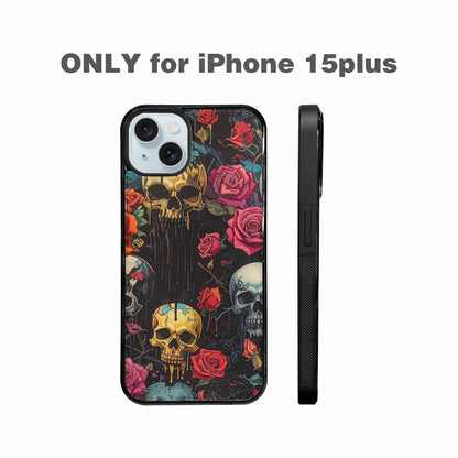 iPhone 15 Plus Case — Skulls And Rosesmelting Skulls A Dsq, Custom Art Phone Cover