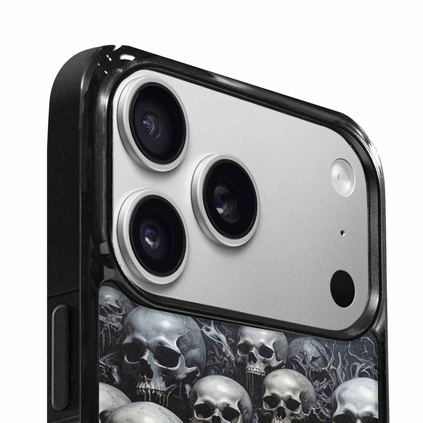 iPhone 17 Pro Max Case — Grey Dark Black And Gothic Skulls, Custom Designed Case Cover