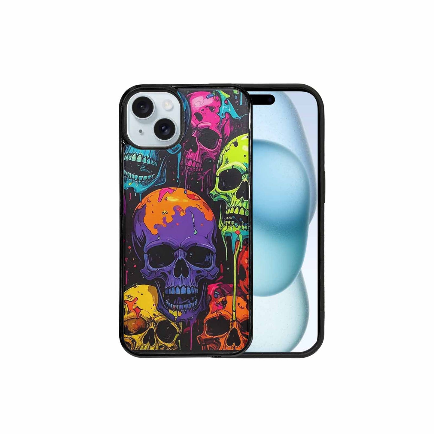iPhone 15 Plus Case — Vibrant Camo 1000\'s Of Skeletons Neon, Personalized Phone Case
