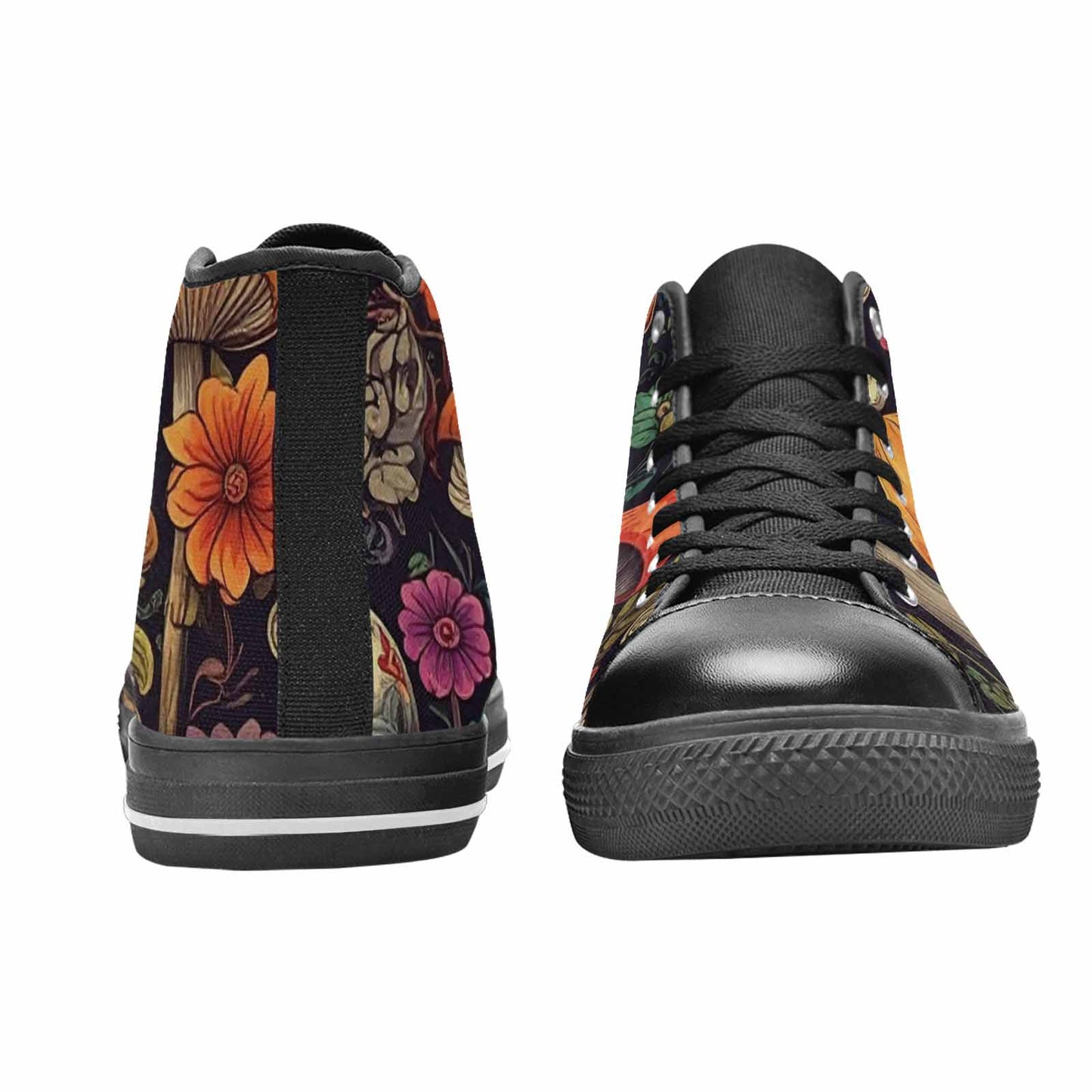 MEN'S Mushrooms And Skulls High Top Canvas Vibrant Chaos Sneakers