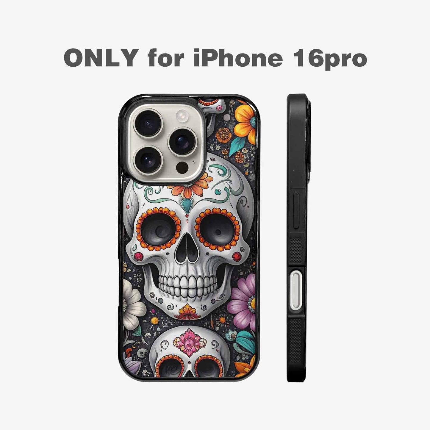 iPhone 16 Pro Case — Greyscale Black And White Dark Black, Custom Print Case Cover