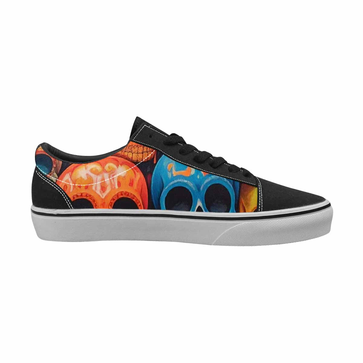 WOMEN'S Skulls (general) Skulls Lace-Up Canvas Wallpaper Art Custom Sneakers