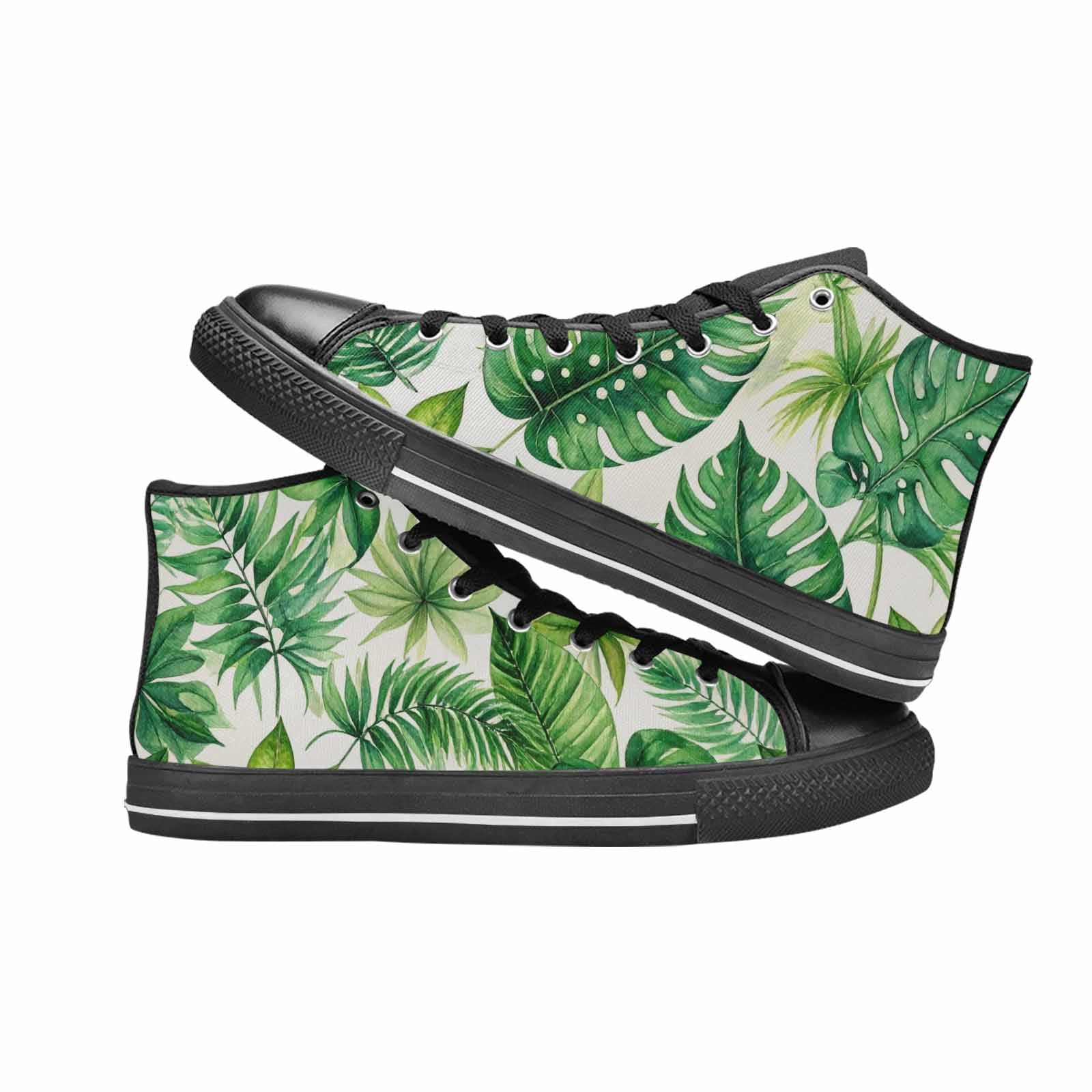 MEN'S Seven-Point Palmate Leaf High Top Canvas Vibrant Chaos Custom Sneakers