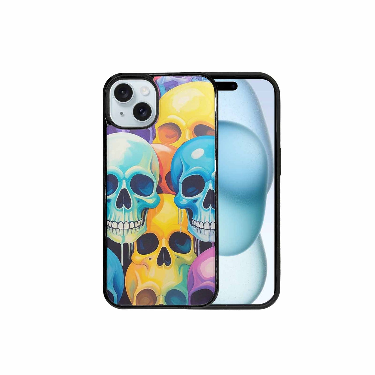 iPhone 15 Plus Case — Dripping Candy Skulls, Custom Designed Case Cover