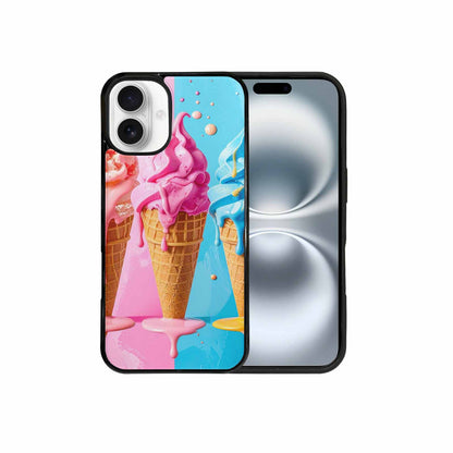 iPhone 16 Plus Case — Collage Of Overlapping Waffle Cones Icecream, Custom Print Case Cover