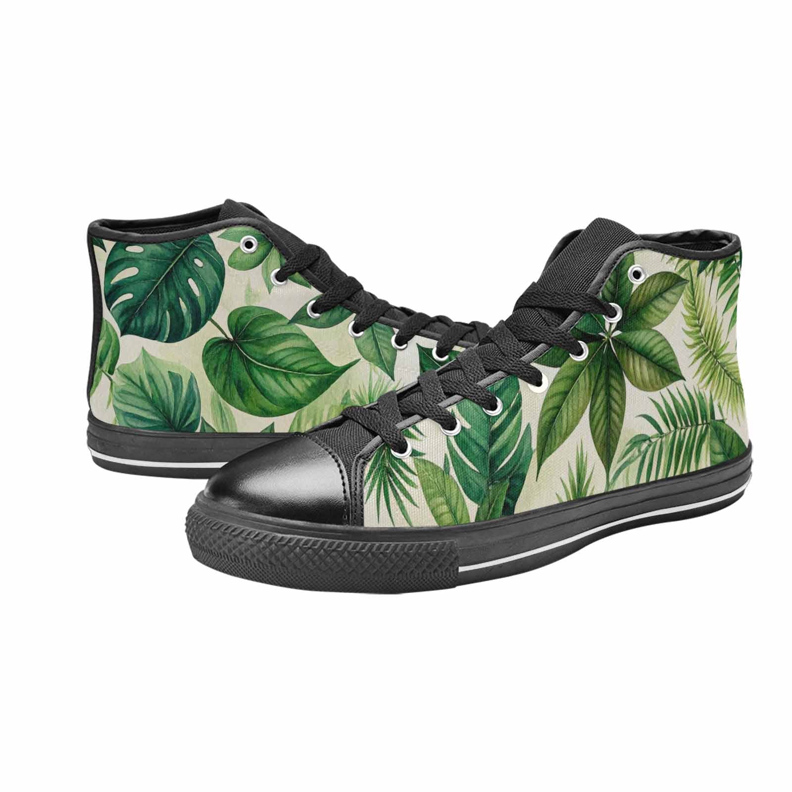 WOMEN'S Seven-Point Palmate Leaf High Top Canvas Cottagecore Sneakers