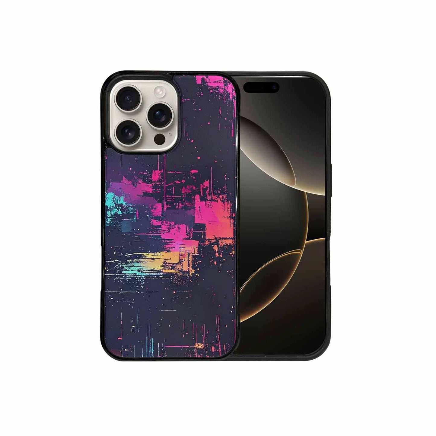 iPhone 16 Pro Max Case — Glitch Dark Art Seamless Pattern Vibrant, Custom Printed Phone Case