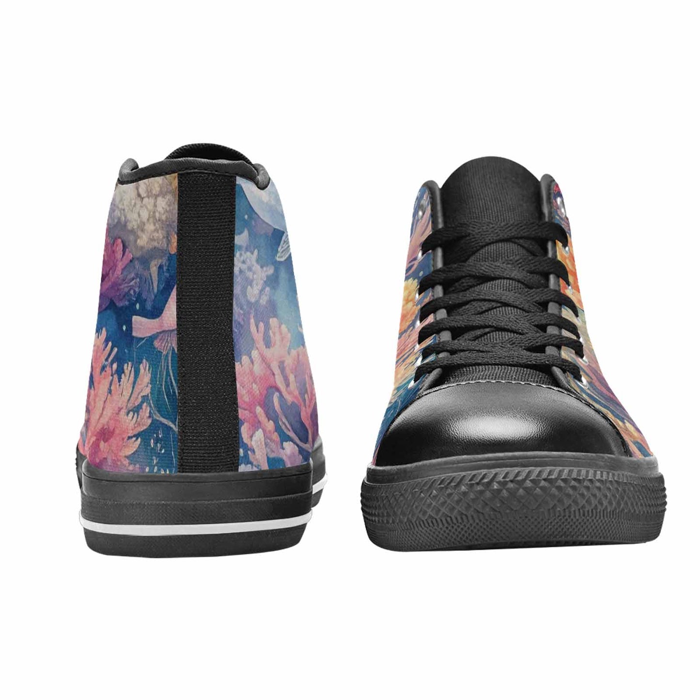 WOMEN'S Fish Scale Coral High Top Canvas Vibrant Chaos Shoes