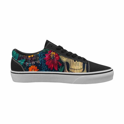 WOMEN'S Skulls  Botanical Skulls Lace-Up Canvas Vibrant Chaos Sneakers