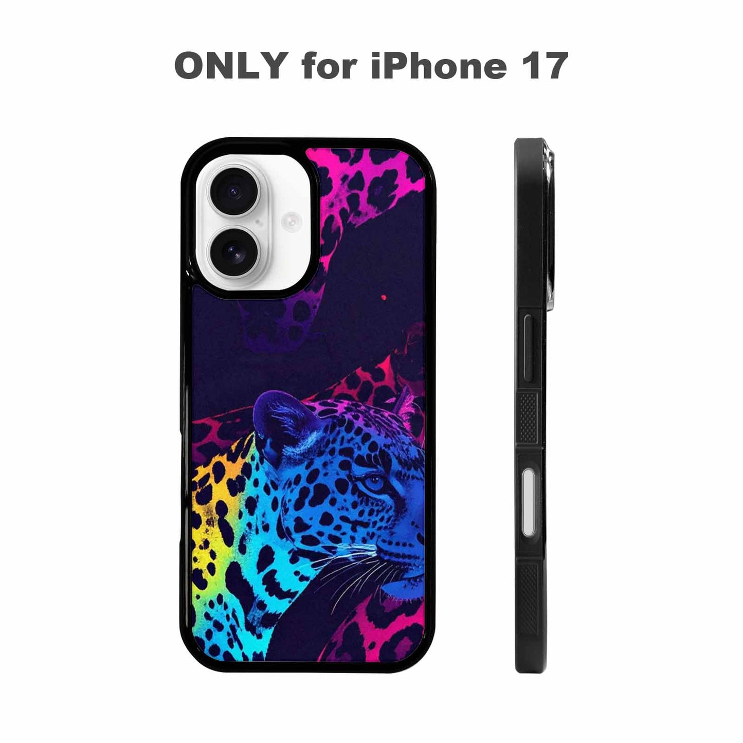 iPhone 17 Case — Leopard Print Neon Seamless Animal Print, Personalized Phone Case