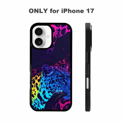 iPhone 17 Case — Leopard Print Neon Seamless Animal Print, Personalized Phone Case
