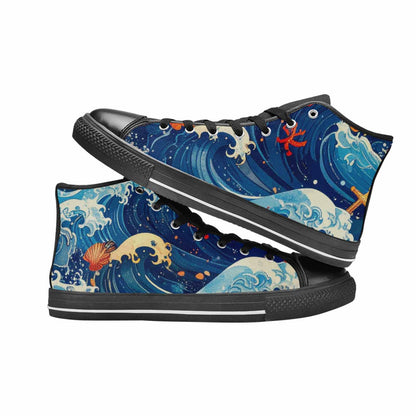 MEN'S Ocean Wave High Top Canvas Cottagecore Shoes