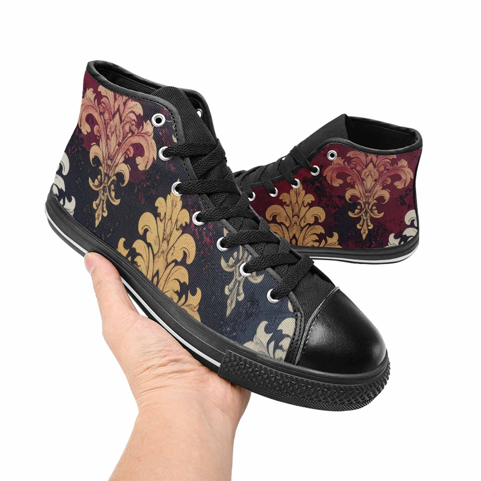 WOMEN'S Damask Ornamental Wallpaper High Top Canvas Vivid Sneakers