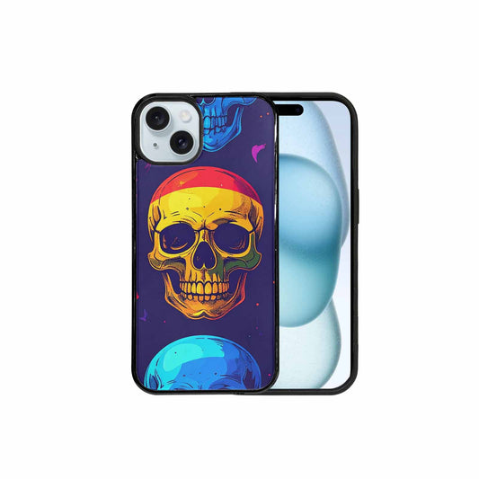iPhone 15 Plus Case — Pride Flag Skulls Seamless Pattern Vibrant, Customized Protective Case