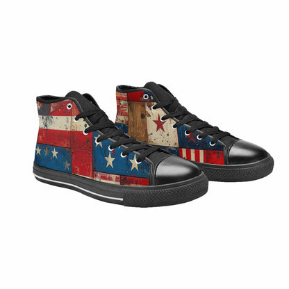 MEN'S American Flag Stars High Top Canvas Wallpaper Art Custom Shoes