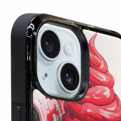 iPhone 15 Plus Case — Ice Cream Monsters Black Red Ink, Custom Print Case Cover