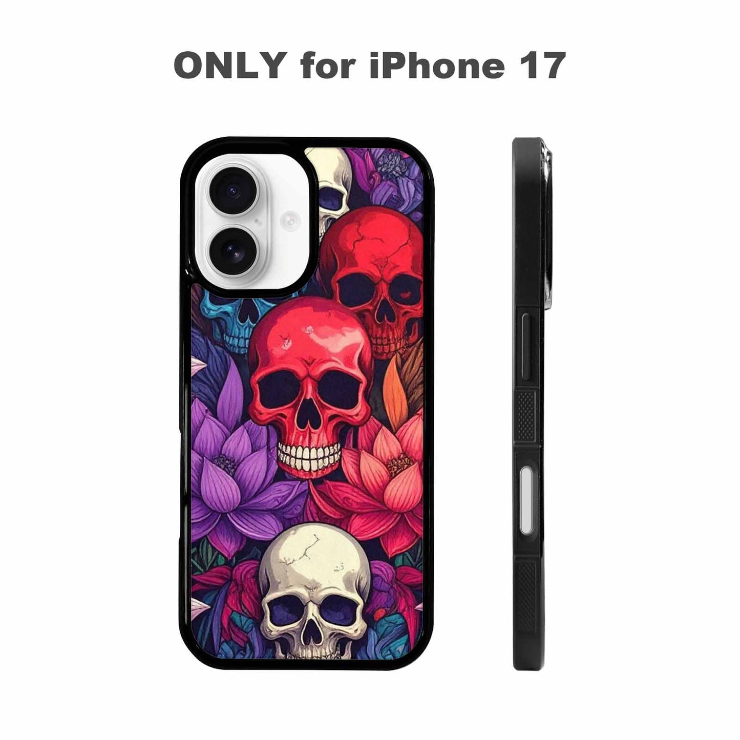iPhone 17 Case — Lotus Many Hundreds Of Gothic Skulls, Custom Printed Phone Case