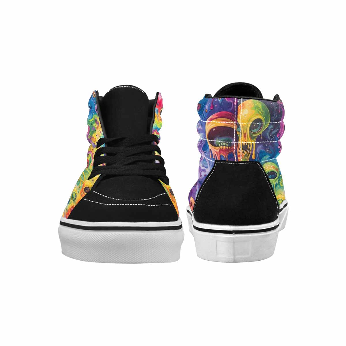 MEN'S Aliens  Tie Dye High Top Canvas Neon Fantasy Custom Shoes