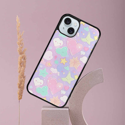 iPhone 15 Plus Case — Cute Kawaii Style Generic Icons Stars, Original Design Phone Case
