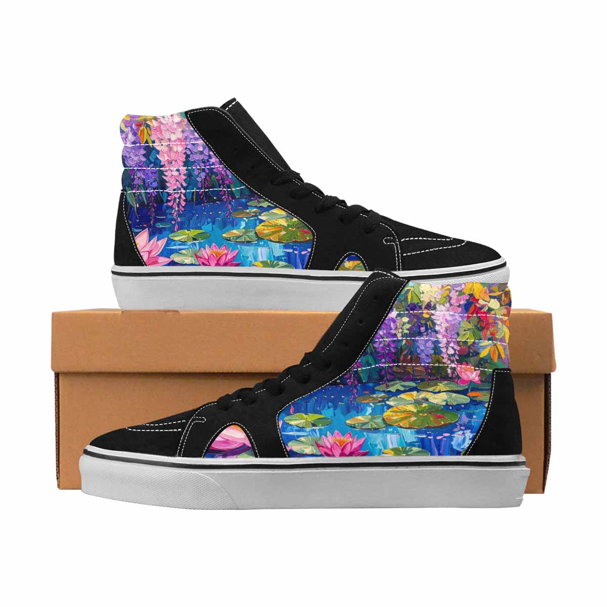 MEN'S Monet Full Color High Top Canvas Graphic Print Aesthetic Custom Art Shoes
