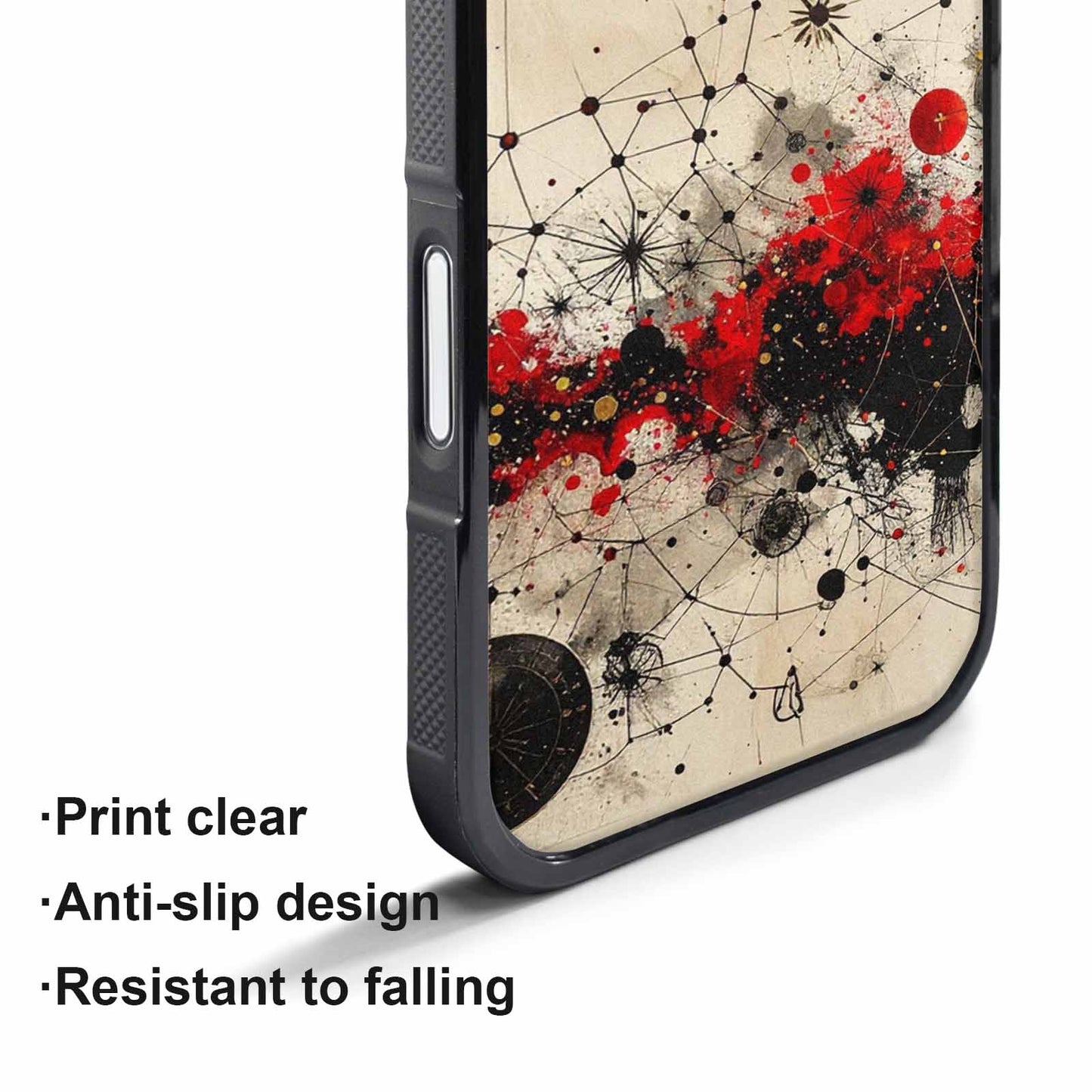 iPhone 17 Pro Max Case — Black &amp; Red Ink Original Art, Custom Designed Case Cover