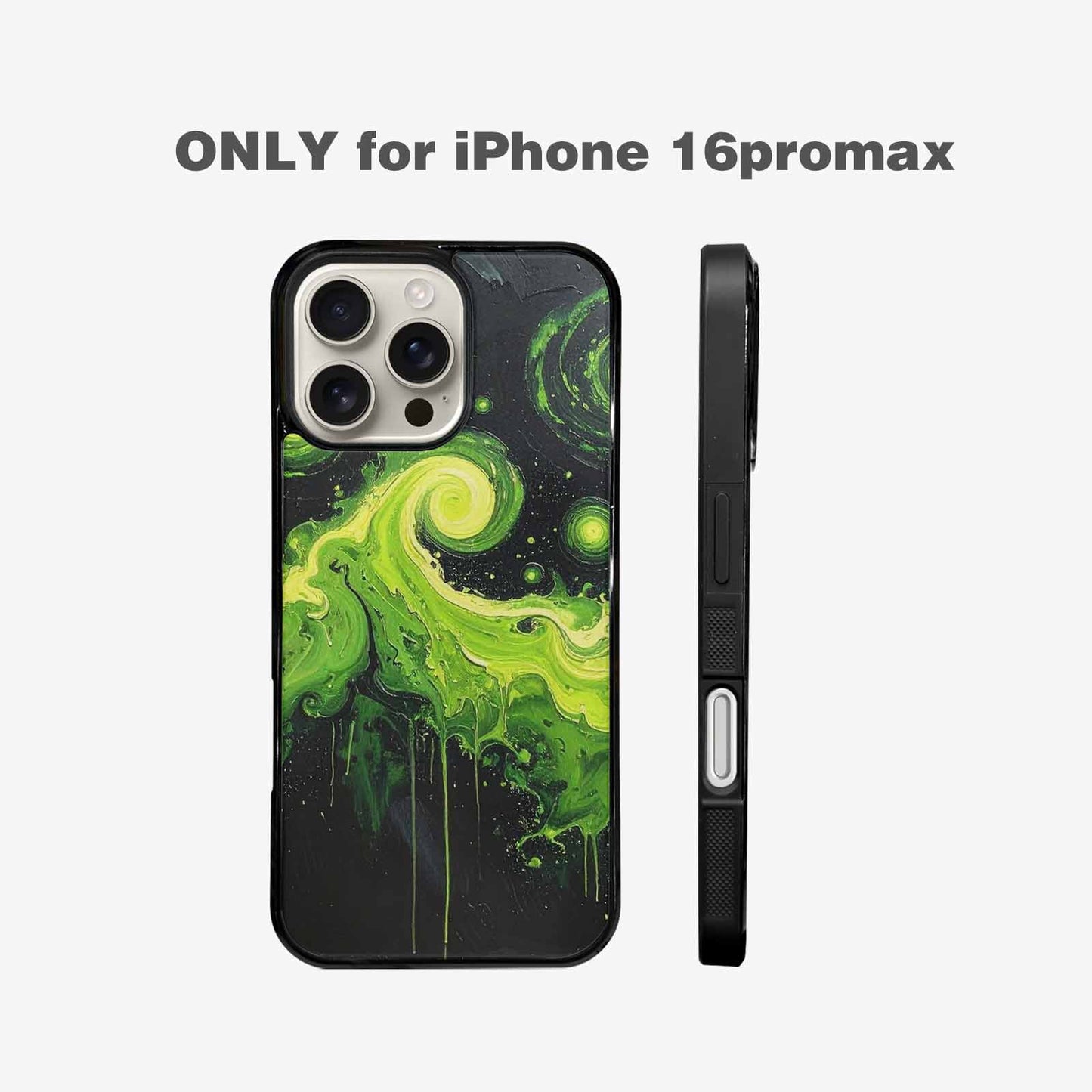 iPhone 16 Pro Max Case — Melting Galaxy Acid Green, Custom Designed Case Cover