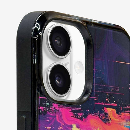 iPhone 16 Plus Case — Glitch Dark Art Seamless Pattern Vibrant, Custom Phone Case