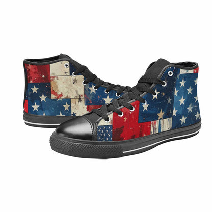 MEN'S American Flag Stars High Top Canvas Dark Academia Shoes